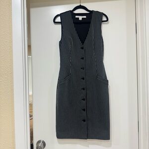 Diane Von Furstenberg Gilet Striped Vest Dress Black White Size 4 Retails $495